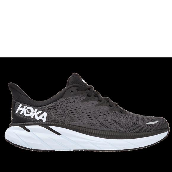 NEW HOKA men's clifton 8 running shoes in black white - Picture 6 of 9